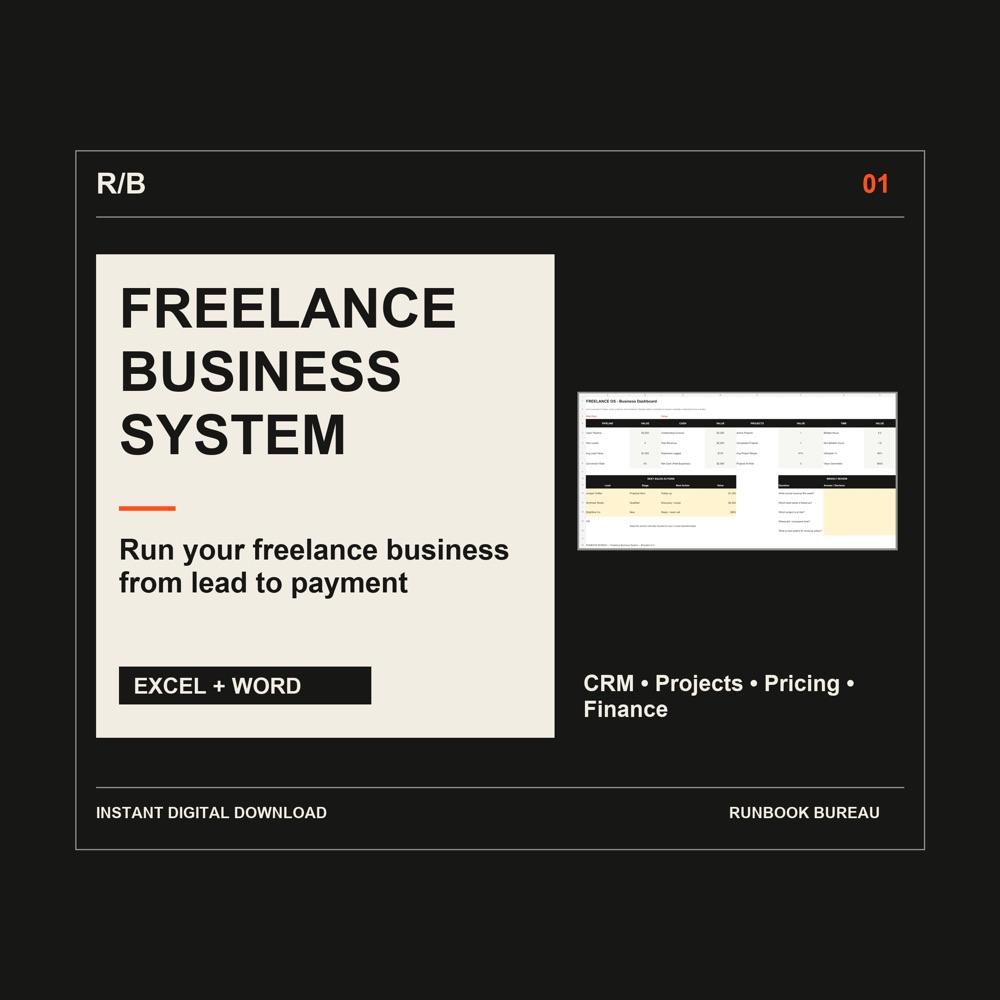 Freelance Business System — existing Runbook Bureau product overview