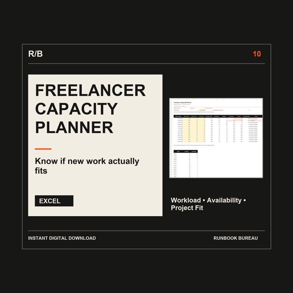 Freelancer Capacity Planner — existing Runbook Bureau product overview
